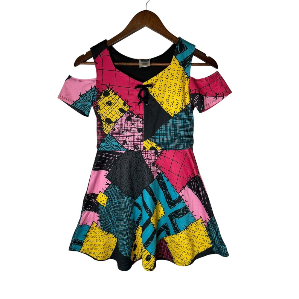 Disney Nightmare Before Christmas Sally Patchwork Dress Girls L 10-12 Skater